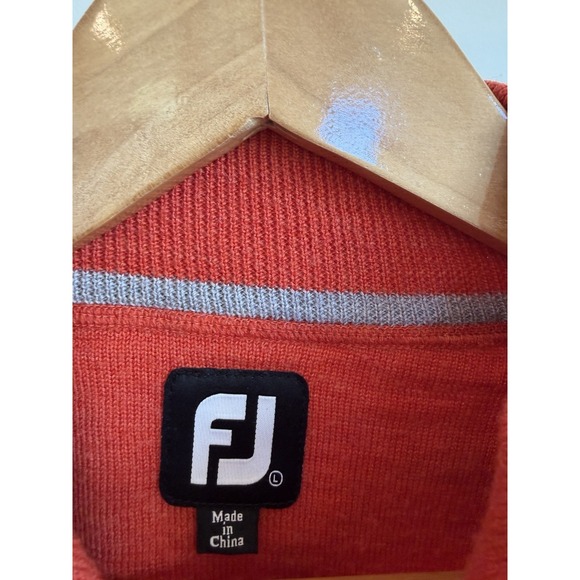 FootJoy 100% Wool Quarter Zip Pullover Sweater Orange Men's Large Spring Golf - Picture 3 of 8
